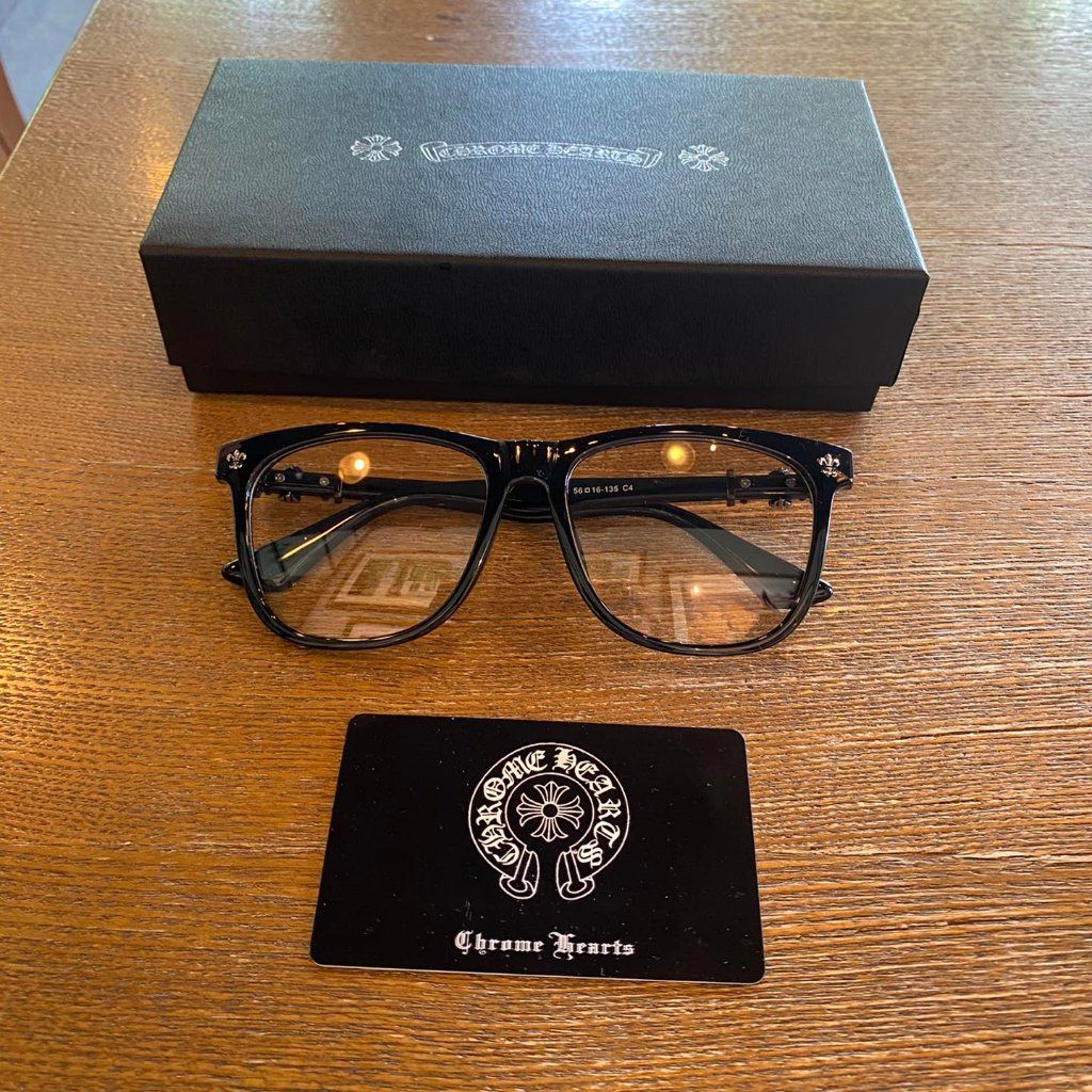 black chromeH glasses